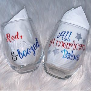 2 Patriotic glitter wine glasses 🇺🇸